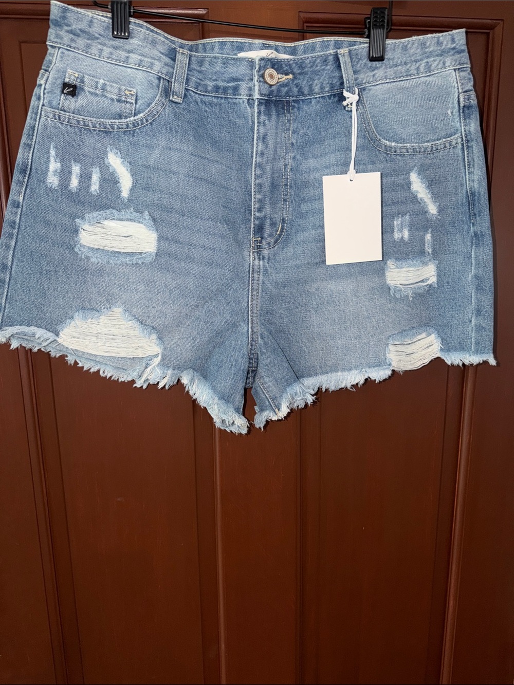 KanCan Light Blue Ripped Denim Shorts